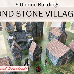 DND Stone Village | DnD Town | DnD Printable Town | DnD House| DnD Town for Tabletop Gaming | DnD Printable Village | Dungeons and Dragons