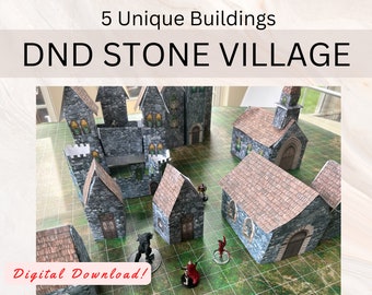 DND Stone Village | DnD Town | DnD Printable Town | DnD House| DnD Town for Tabletop Gaming | DnD Printable Village | Dungeons and Dragons