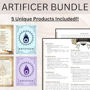 ARTIFICERBUNDEL | DnD Artificer-pakket | Spellkaarten voor ambachtslieden | Vaardigheidskaarten | Cheatsheet Artificer | Dungeons and Dragon Druid-pakket
