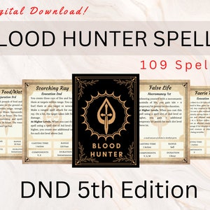 BloodHunter DnD Zauberkarten | D&D Zauberbuch | DnD Zauberbuch Karten | DnD Blutjäger | D&D Player Zubehör | Kritische Rolle des Blutjägers