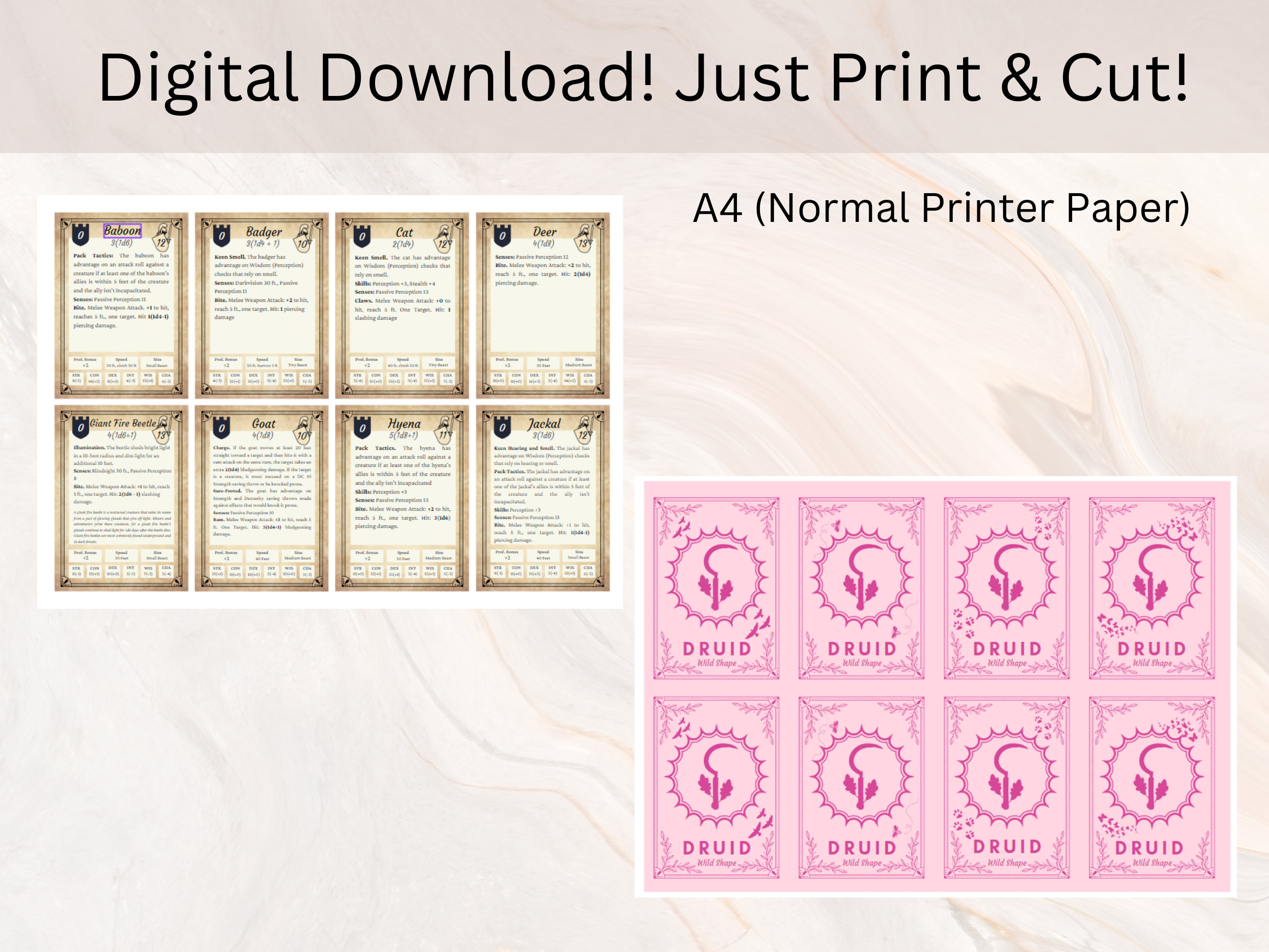 Moon Druid Wild Shapes Cards Dnd - Il Fullxfull.4360281951 Tno5 