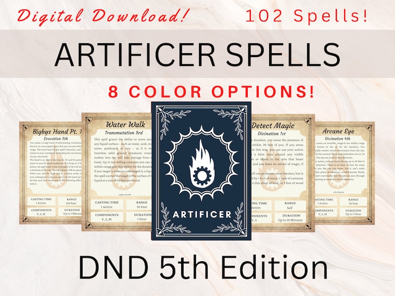 Artificer Dnd Spell Cards Dnd Spellbook Dnd Spellbook Cards Dnd Player