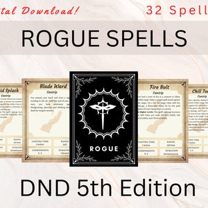 Cartas de hechizos DnD pícaros / Libro de hechizos DnD / Cartas de libro de hechizos DnD / DnD pícaro / Hechizos de embaucador arcano pícaro / Tramposo arcano pícaro