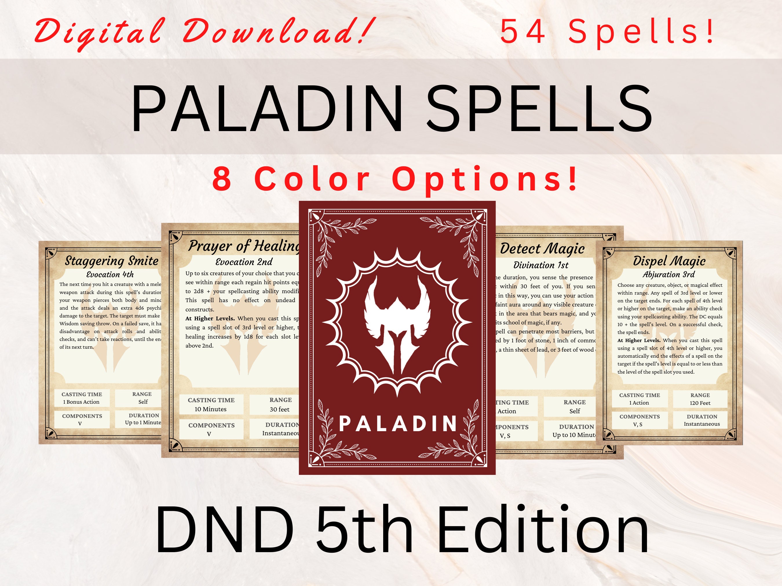 Paladin Dnd Spell Cards Dnd Spellbook Dnd Spellbook Cards Etsy