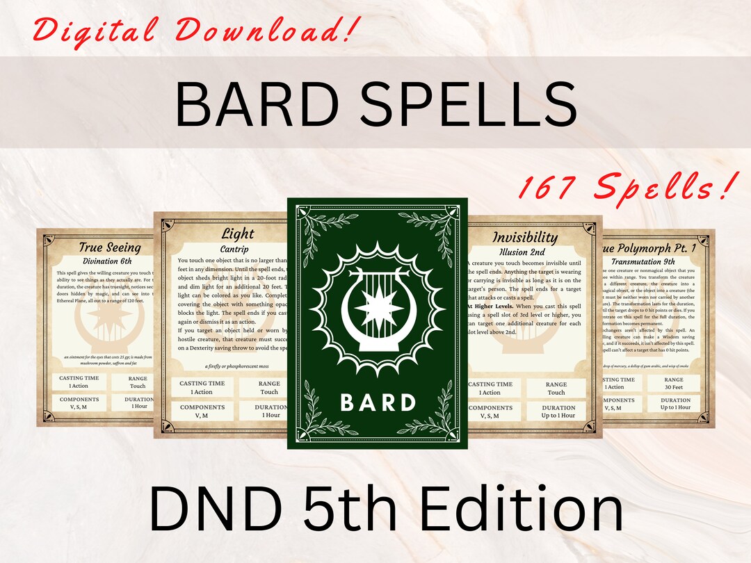 Bard Dnd Spell Cards Dnd Spellbook Dnd Spellbook Cards Dnd Player