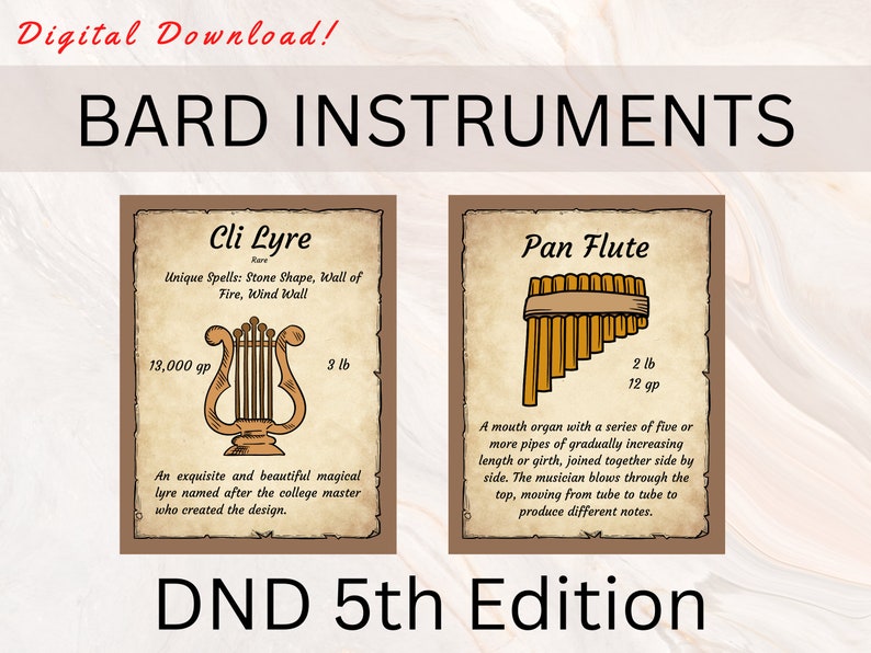 BARD INSTRUMENTS | Dnd Bard Instruments | Bard Instrument Cards ...