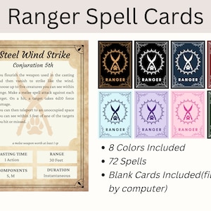RANGER BUNDLE | Dnd Ranger Pack | Ranger Spell Cards | Ranger Cheat ...