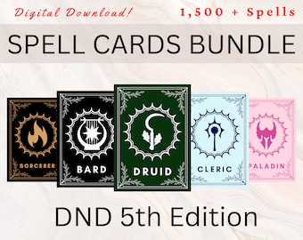 DnD Spell Cards for Every Class | DnD Spellbook Bundle | Dnd Spells | Dnd Spell Cards