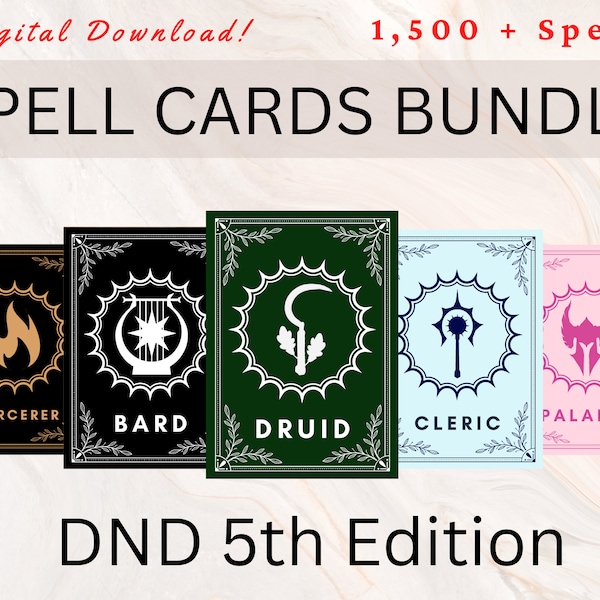 DnD Spell Cards for Every Class | DnD Spellbook Bundle | Dnd Spells | Dnd Spell Cards