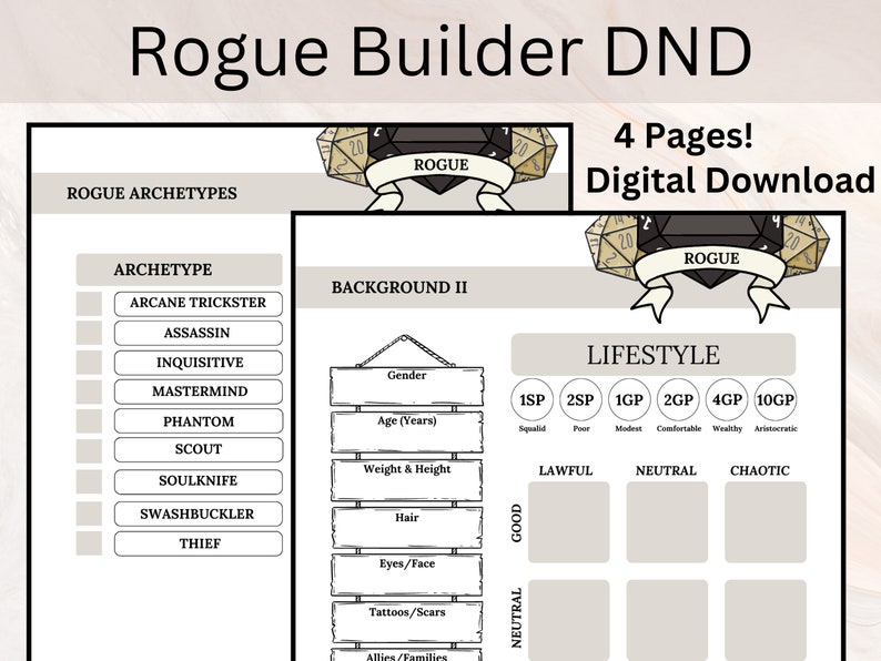 Build a Rogue Rogue Builder Rogue Guide Dnd Build a Rogue in Dnd Rogue Dnd Rogue Archetypes
