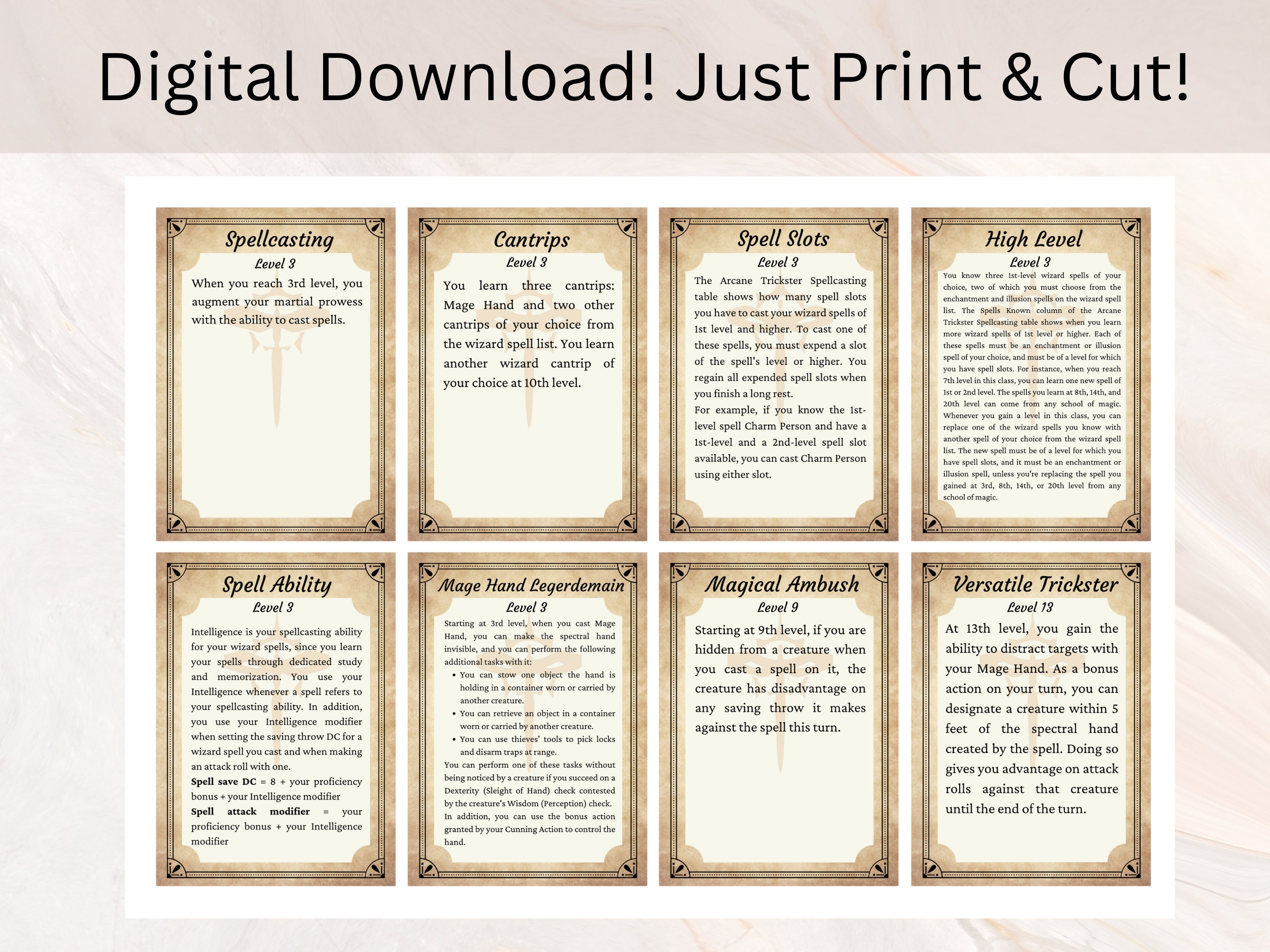 Rogue Ability Cards Dnd Ability Cards D&D Rogue Dnd Etsy