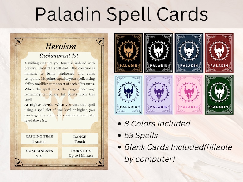 PALADIN BUNDLE Dnd Paladin Pack Paladin Spell Cards Paladin Sacred