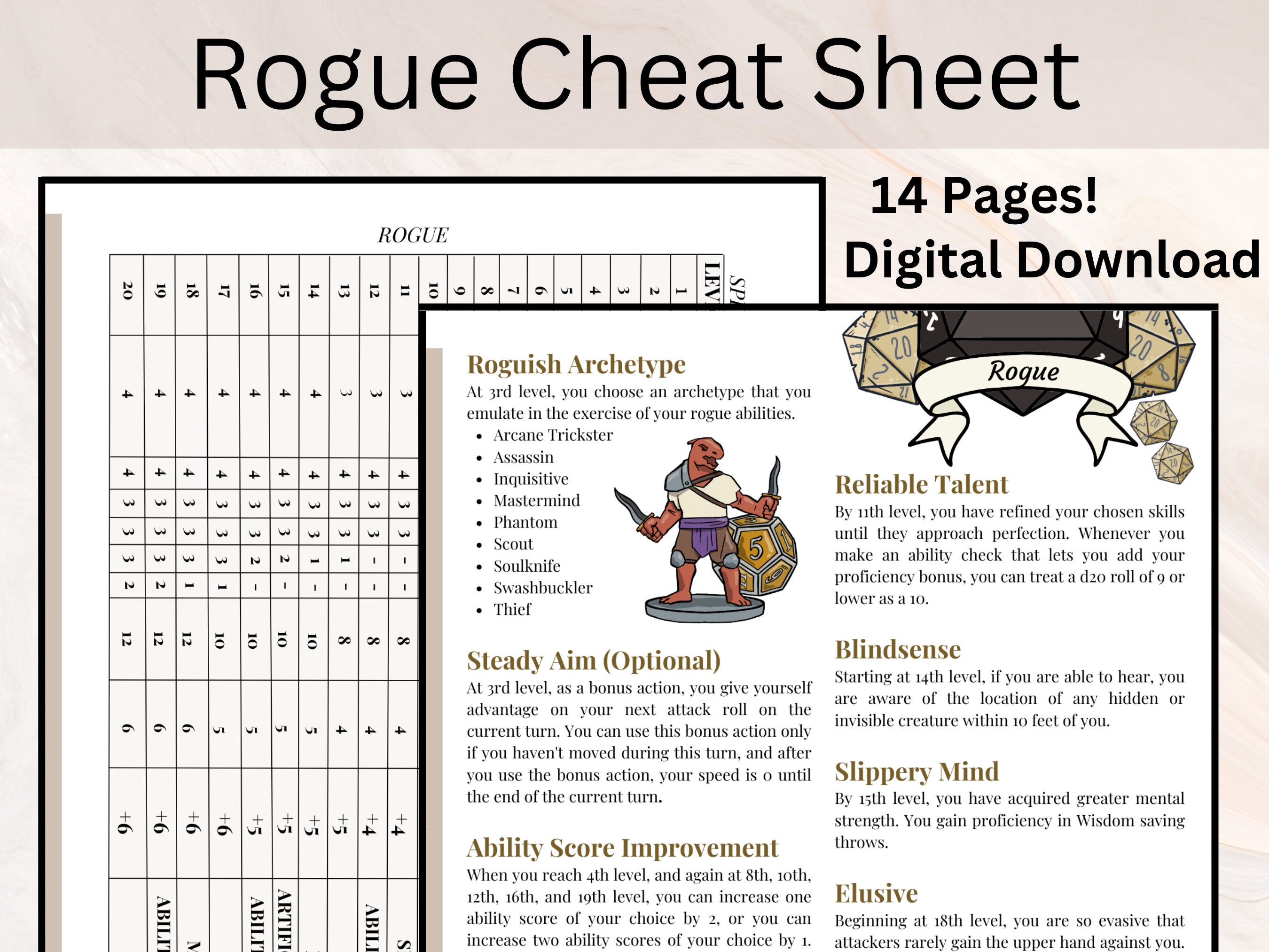 ROGUE BUNDLE Dnd Rogue Pack Rogue Spell Cards Rogue Etsy