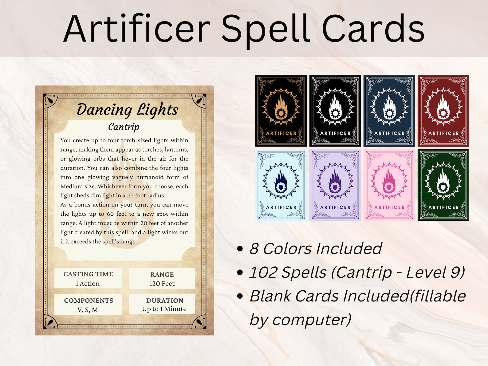 ARTIFICER BUNDLE Dnd Artificer Pack Artificer Spell Cards Etsy
