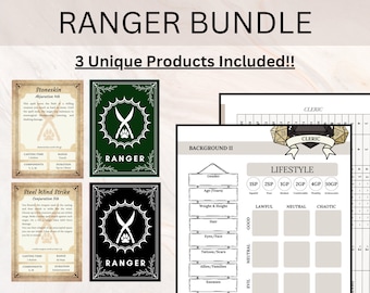 RANGER BUNDLE | DnD Ranger Pack | Ranger Spell Cards | Ranger Cheat Sheet | Ranger Character Builder | Dnd Ranger