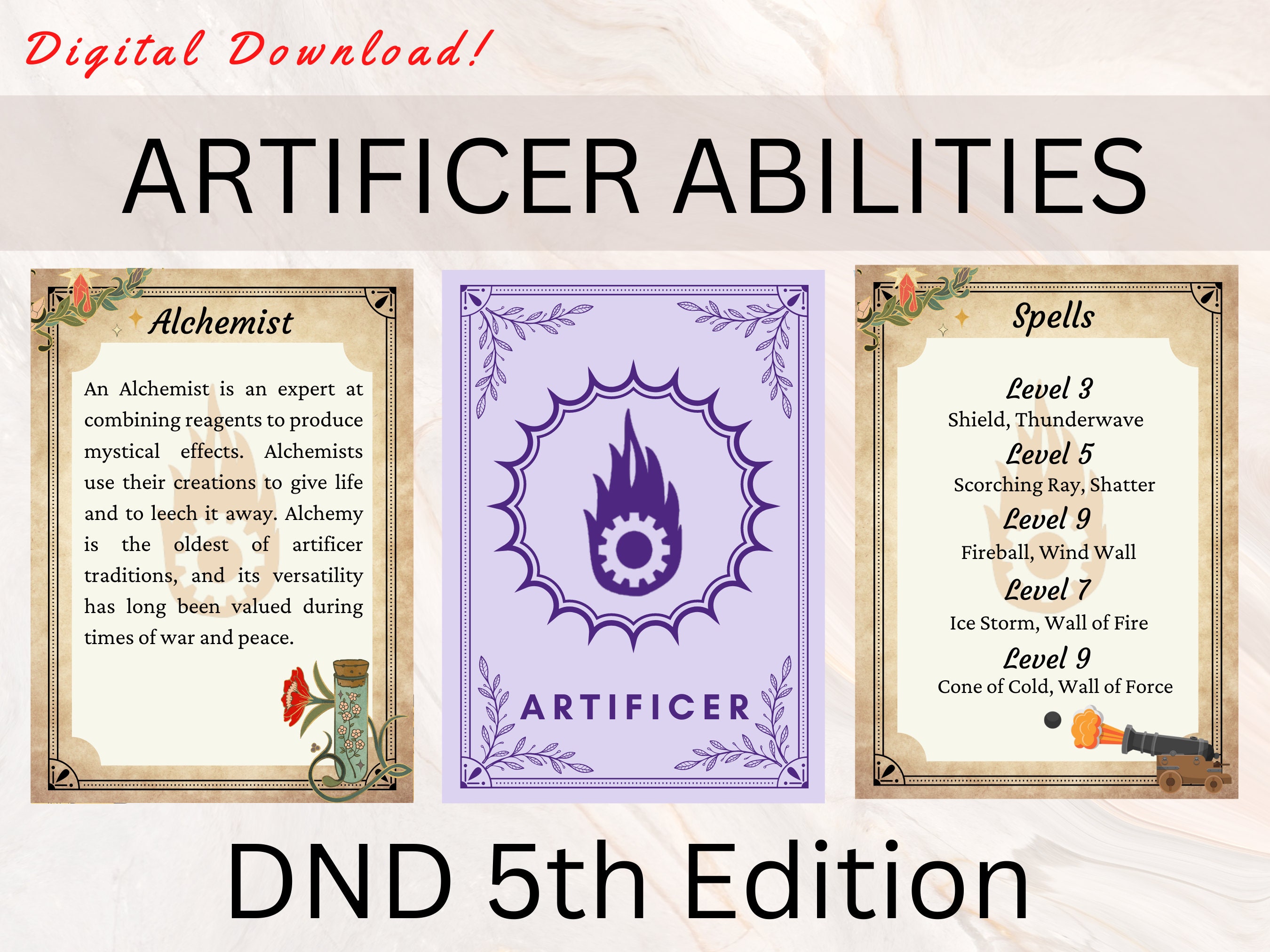 ARTIFICER BUNDLE Dnd Artificer Pack Artificer Spell Cards Etsy