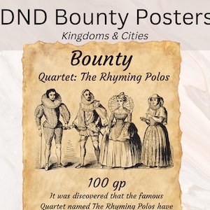 Carteles de recompensas de DnD / Reinos y ciudades / Cartel de DnD / Carteles buscados de DnD / Descarga digital / Cartel de DnD editable