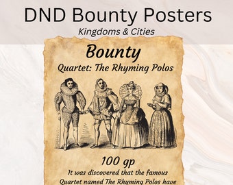 DnD Bounty Posters | Kingdoms & Cities | DnD Poster | DnD Wanted Posters | Digital Download | Editable DnD Poster