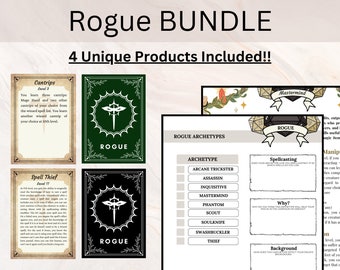 ROGUE BUNDLE | DnD Rogue Pack | Rogue Spell Cards | Rogue Builder | Rogue Cheat Sheet | Rogue Abilities | Dungeons and Dragons