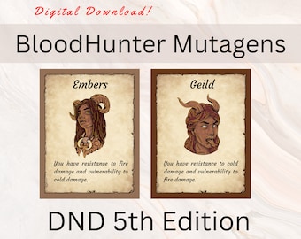 Mutageni BloodHunter / Abilità del Cacciatore di sangue / Mutageni DnD del Cacciatore di sangue / Cacciatore di sangue / Dungeons and Dragons / Ruolo critico BloodHunter