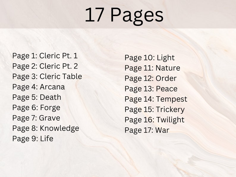 Cleric Cheat Sheet Cleric Quick Referece Guide Dnd Cheat Sheet