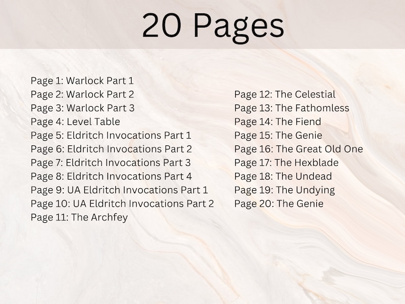 Warlock Cheat Sheet Warlock Quick Reference Guide DnD Cheat Sheet 20 Page Warlock Cheat Sheet Warlock DnD Spellcasting DnD image 3