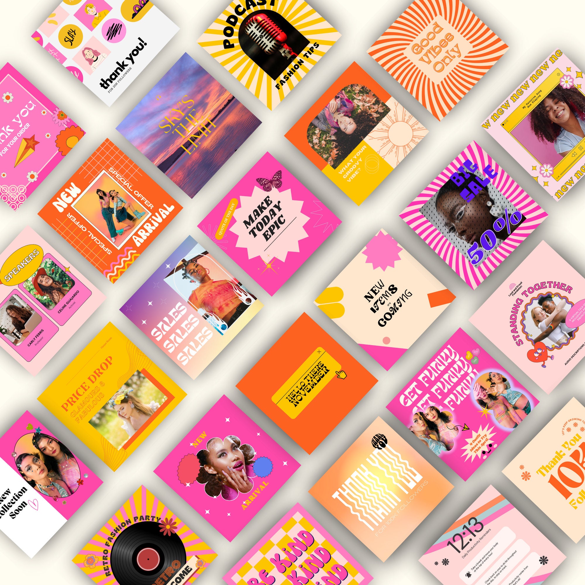 Retro Groovy Instagram Post Templates Canva,retro Bright Instagram ...