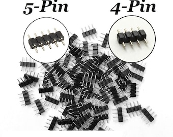 10x 4/5-Pin Male Plug Adapter Connector for rgb 3528 5050 rgbw RGBWW SMD LED Strip Light Black or White