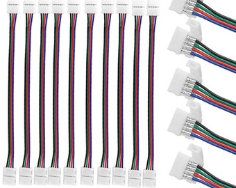2/4/6/10pcs 10mm 4 Pin two Connector Cable SMD LED 5050 RGB Strip Light 5-24V