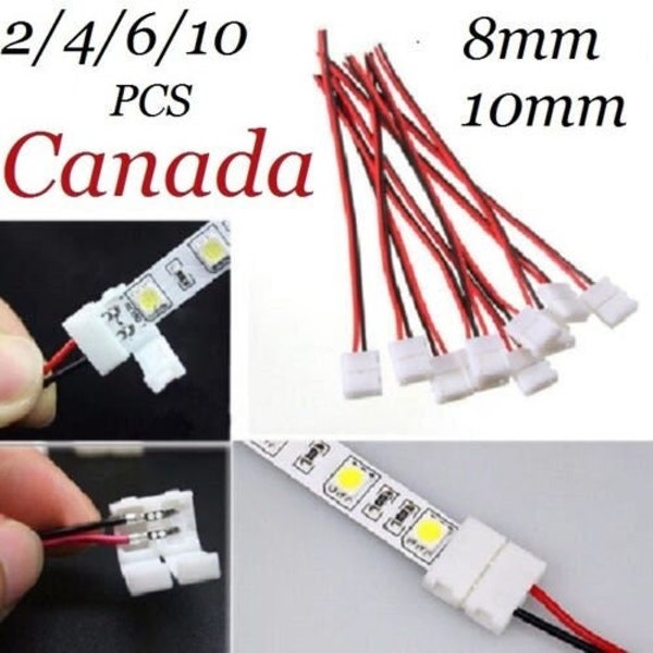 2/4/6/10 pcs 8mm / 10mm 2 Pin Cable LED Strip Connector Solderless 3528/5050 Single Color Adapter Single Head