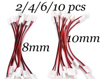 2/4/6/10 pcs 8mm / 10mm 2 Pin Cable LED Strip Connector Solderless 3528/5050 Single Color Adapter