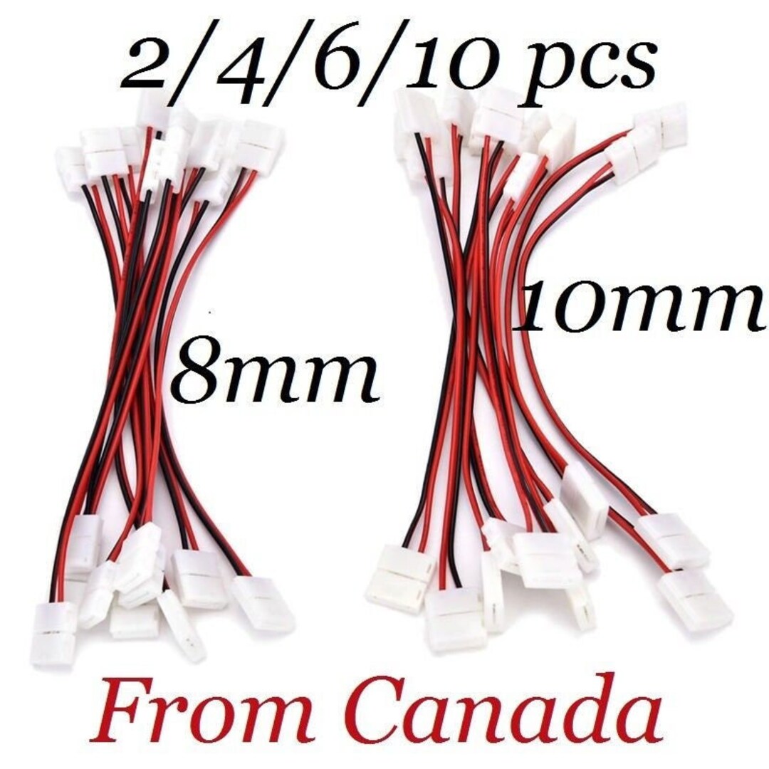 2/4/6/10 Pcs 8mm / 10mm 2 Pin Cable LED Strip Connector Solderless 3528/5050 Single Color