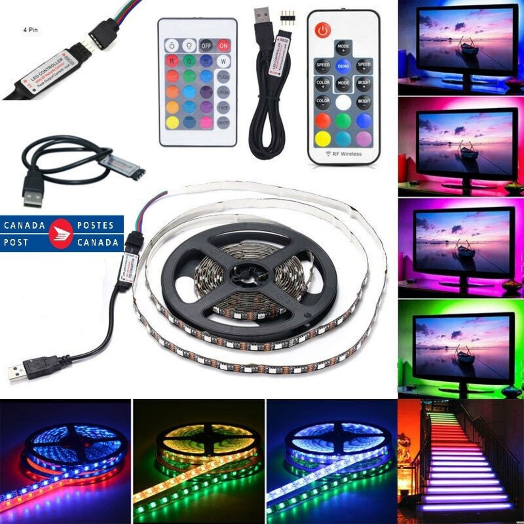Rgb 5V 5050 LED Strip Light Bar TV Back Lighting Kit 17 Key RF Remote Usb Etsy