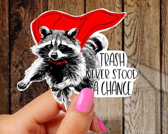 Trash Never Stood a Chance, Raccoon Sarcastic Sticker, Funny Decal, My Spirit Animal has Rabies