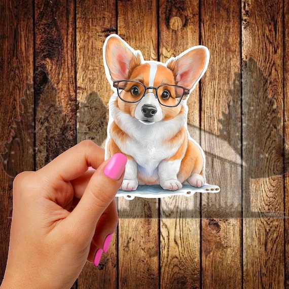 Corgi With Glasses Decal, Cute Corgi, Corgi Sticker