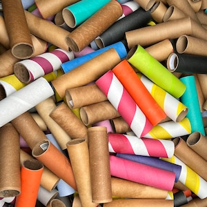 Set of 5 Cardboard Tubes, Heavy Duty, Recycled, Multiple Colors, 11 1/4&quot; Long x 3 1/4&quot; W x 1/8&quot; Thick. Great for Arts & Crafts.