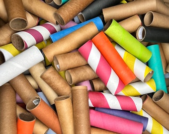 Set of 5 Cardboard Tubes, Heavy Duty, Recycled, Multiple Colors, 11 1/4" Long x 3 1/4" W x 1/8" Thick. Great for Arts & Crafts.