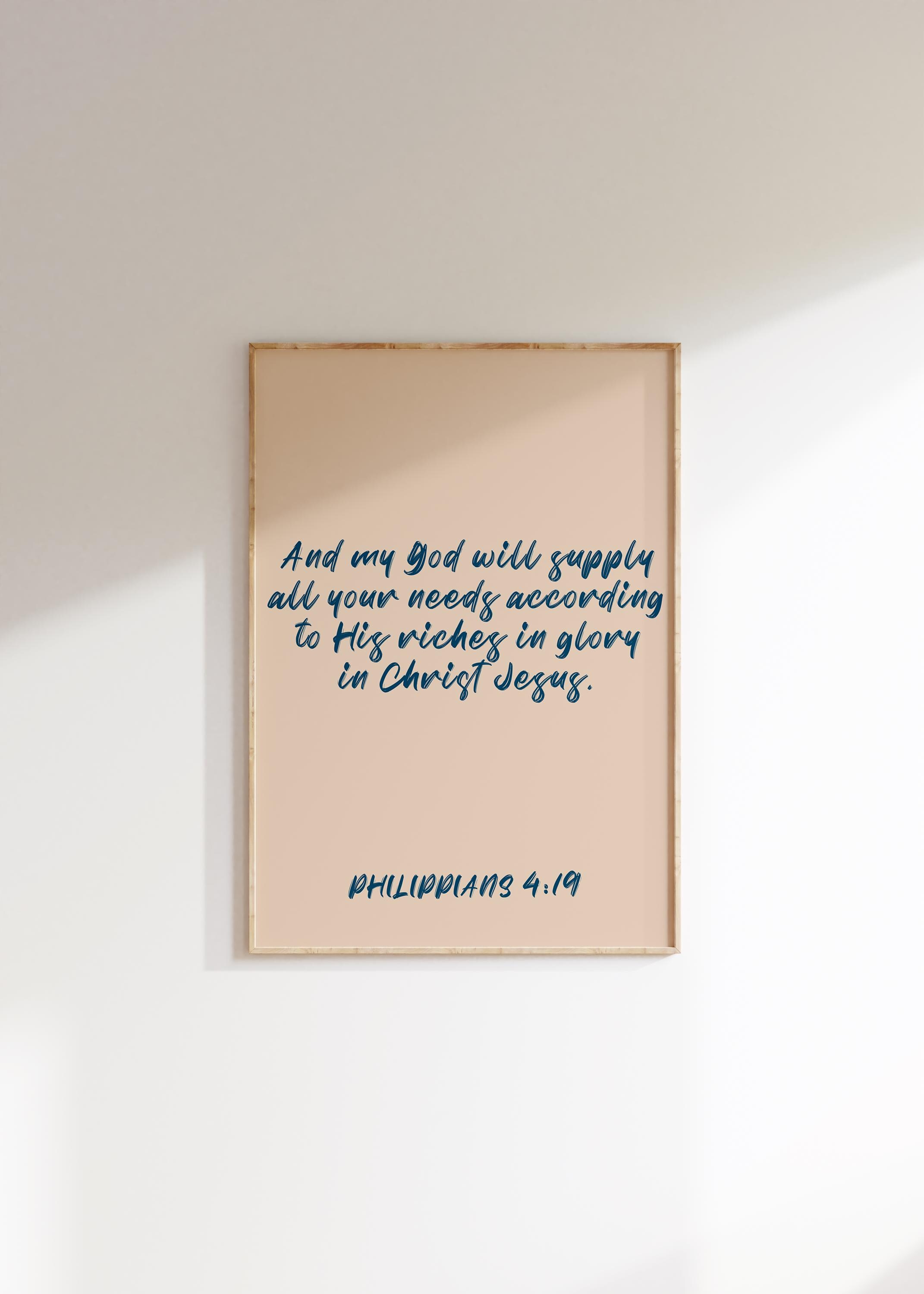 Philippians 4:19 Scripture Wall Art, Christian Minimalist Print, God’s ...