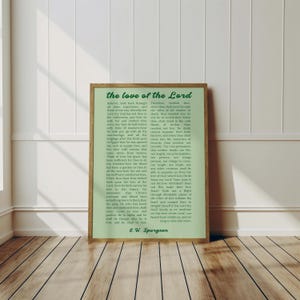 The Love of the Lord Wall Art, C.H. Spurgeon, Charles Spurgeon Wall Art, Christian Home Decor, Puritan Print