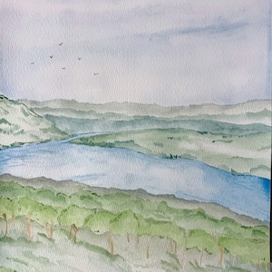 Finger Lakes inspired original Watercolor image 2
