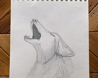 The Howlers. Original Wolf pencil drawing