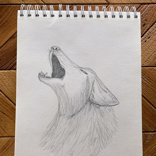 The Howlers. Original Wolf pencil drawing