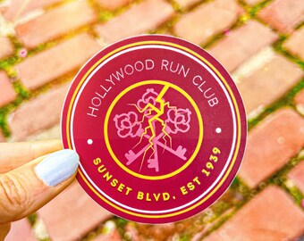 Hollywood Run Club Vinyl Sticker: Marathon Theme Park Water Bottle Decal
