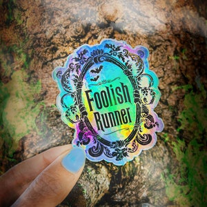 Foolish Runner, haunted, running, fastest, mansion, Water Bottle Sticker, runner, run, Bottle Sticker, Hydro Sticker, holographic, marathon