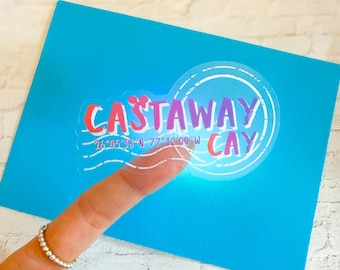 Pegatina de crucero "Cay Castaway", decoración de camarote de Disney, extensor de peces, regalo para puerta de crucero, accesorio para coche para niños, polvo de hadas, pegatina de vinilo