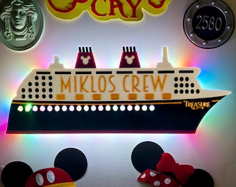 Imán para puerta de crucero Disney, barco grande con luz LED, decoración para puerta, DCL, extensor de peces, placa, impreso en 3D, polvo de hadas