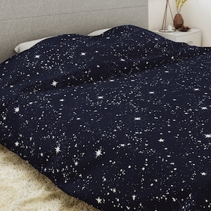 Night Sky Duvet Cover | Midnight Blue | Microfiber Duvet | Celestial Duvet | Celestial Bedding | Space | Cosmic Decor | Astronomy Decor