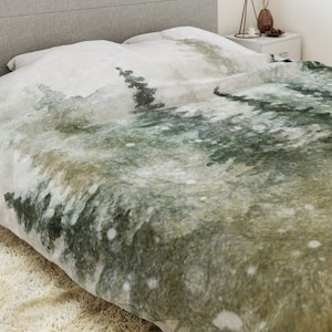 Winter Woods Duvet Cover | Holiday Home Decor | Farmhouse | Rustic | Christmas Duvet Cover | Snow | Woodland | Forest | Yule | Pine | Fir