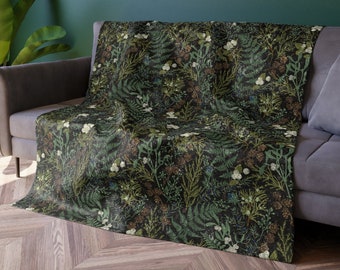 Winter Forest Crushed Velvet Blanket | Enchanted Forest | Vintage Christmas | Yule Decor | Cottagecore | Mistletoe Pine | Holiday | Solstice