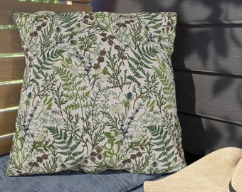 Winter Forest Outdoor Pillow | Patio Pillows | Cottagecore Pillow | Botanical Pillow | Boho Outdoor Pillows | Waterproof Outdoor Cushion